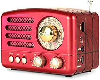 PRUNUS M-160BT Retro Bluetooth Speaker, Portable AM FM Shortwave Rechargeable Radio, Supports TF Card/Aux/USB MP3 Player(Red)