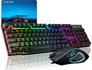 CHONCHOW RGB Gaming Keyboard and Mouse Combo,USB Wired LED Rainbow Backlit Gaming Keyboard Mouse Set for Xbox PS4 PC Windows Gamer