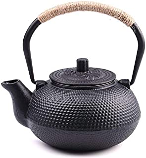 TOWA Workshop Japanese Tetsubin Cast Iron Teapot Tea Kettle pot with Stainless Steel Infuser for Stovetop Safe Coated with Enameled InteriorBlack 22 oz