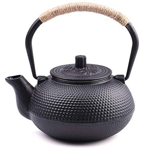 TOWA Workshop Japanese Tetsubin Cast Iron Teapot Tea Kettle pot with Stainless Steel Infuser for Stovetop Safe Coated with Enameled InteriorBlack 22 oz