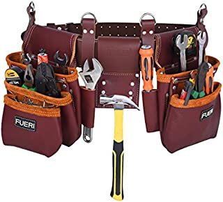 fueri Carpenter Tool Belt framer's combo Tool Pouch Carpenter Tool Rig Tool Holder Work Organizer Framer's Rig Belt Tool Organizer Hammer holder Drill holsters Multipurpose 11 pocket |