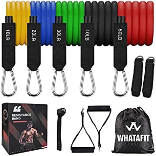 Whatafit Resistance Bands Set (11pcs), Exercise Bands with Door Anchor, Handles, Waterproof Carry Bag, Legs Ankle Straps for Resistance Training, Physical Therapy, Home Workouts