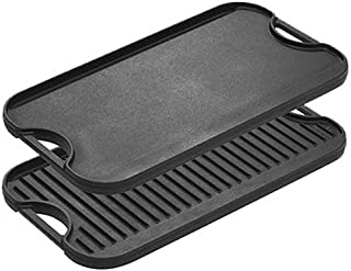 Lodge LPGI3PLT Pro-Grid Cast Iron Reversible Grill/Griddle Pan with Easy-Grip Handles, 10.5