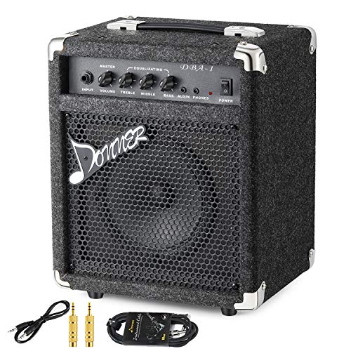 Donner 15W Bass Guitar Amplifier DBA-1 Electric Practice Bass Combo AMP with cable