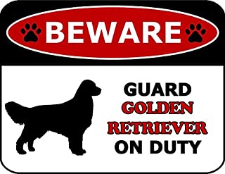 Top Shelf Novelties Beware Guard Golden Retriever On Duty (Silhouette) Laminated Dog Sign Indoor Outdoor Yard gate Fence Beware of Dog no trespassing Warning Notice SP114