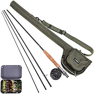 Lixada Fly Fishing Rod and Reel Combo with Carry Bag & 20 Flies - Premium 9' 4-Piece Carbon Fiber Rod with Lightweight ABS Reel - Complete Starter Package Fly Fishing Starter Kit