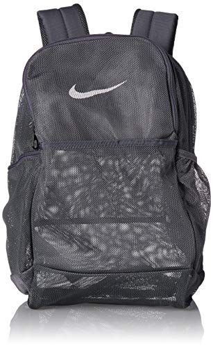 NIKE Brasilia Mesh Backpack 9.0, Flint Grey/Flint Grey/White, Misc