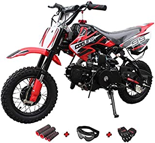 X-Pro 110cc Dirt Bike Pit Bike Mini Gas Dirt Bike Kids Youth Dirt Bike Pit Bike 110cc Gas Dirt Pitbike with Gloves, Goggle and Handgrip (Green)