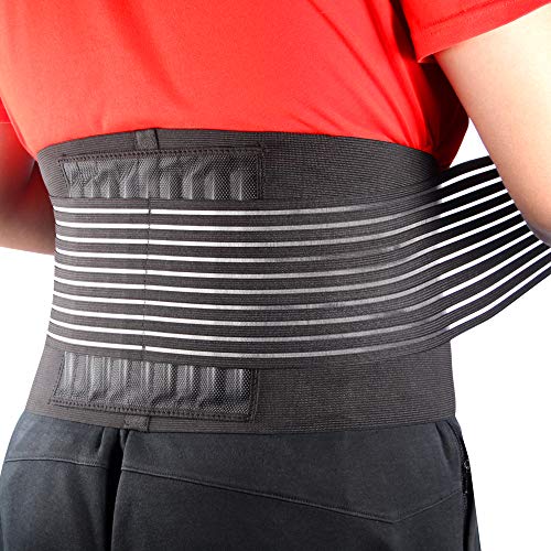 Cotill Back Brace Lumbar Lower Belt Brace and 8 Stable Splints Support - Dual Adjustable Straps and Breathable Mesh Panels for Back Pain and Stress Relief (S/M)