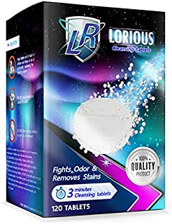 LORIOUS 120 Retainer Cleaner and Denture Cleaner Tablets for 4 Months Supply, Remove Bad Odor, Plaque, Stains from Invisalign, Braces, Aligner, Sport Mouthguard, Dental Night Guard for Grinding Teeth