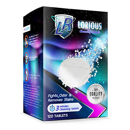 LORIOUS 120 Retainer Cleaner and Denture Cleaner Tablets for 4 Months Supply, Remove Bad Odor, Plaque, Stains from Invisalign, Braces, Aligner, Sport Mouthguard, Dental Night Guard for Grinding Teeth