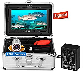 Eyoyo Underwater Fishing Camera, Ice Fishing Camera Portable Video Fish Finder, Upgraded 720P Camera w/ 12 IR Lights, 1024x600 IPS 7 inch Screen, for Ice, Lake, Boat, Sea Fishing (15m)