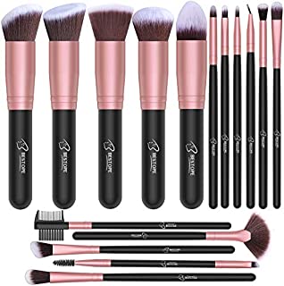 BESTOPE Makeup Brushes 16 PCs Makeup Brush Set Premium Synthetic Foundation Brush Blending Face Powder Blush Concealers Eye Shadows Make Up Brushes Kit (Rose Golden)