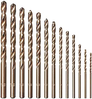 amoolo Cobalt Drill Bit Set (13 pcs), M35 HSS Metal Drill Bits for Steel, Stainless Steel, Metal and Cast Iron,1/16