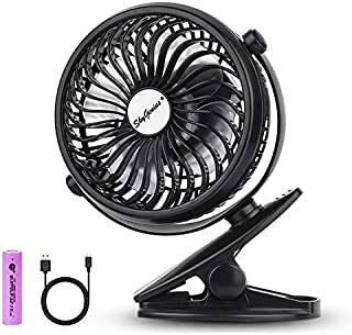 SkyGenius Battery Operated Clip on Mini Desk Fan, Black