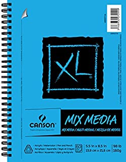 Canson XL Series Mix Paper Pad, Heavyweight, Fine Texture, Heavy Sizing for Wet or Dry Media, Side Wire Bound, 98 Pound, 5.5 x 8.5 in, 60 Sheets, 5.5