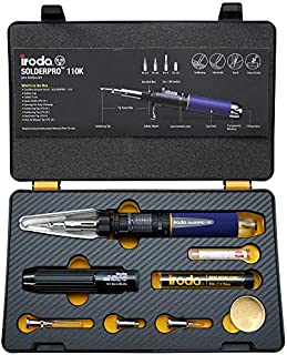 Iroda Solderpro 110K Cordless Soldering Iron Kit, 4-in-1 Portable Heat Shrink, Hot Knife, Butane Soldering Iron Torch, Perfect For Hobbyists, 25 Second Heat Up, 100 Mins Run Time Butane Not Included