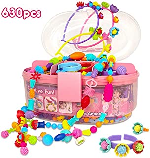 Pop Beads, Jewelry Making Kit for Girls, Art and Craft Toys Gift, DIY Bracelets Necklace Hairband and Rings Creativity Set for Kids Age 3 4 5 6 7 8 Year Old (630pcs)