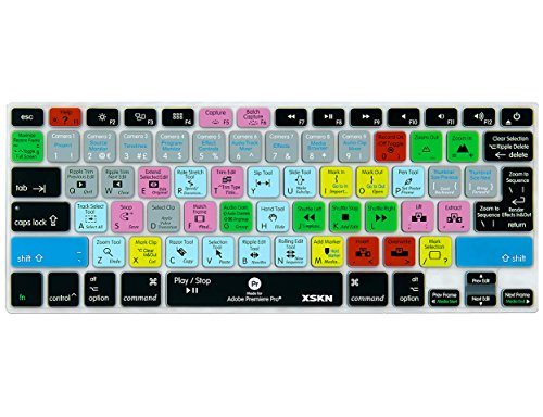 XSKN Premiere Pro Silicone Shortcuts Keyboard Cover Skins for MacBook Air 13 & MacBook Pro 13 15 17, Retina (US and EU Versions)