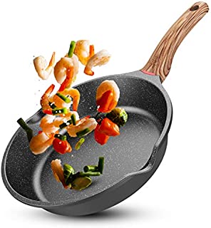 Ms.life Nonstick Induction Granite Stone Frying Pan, Skillets with Heat-Resistant Ergonomic Protection Handle, 8/9.5/10/11/12 inch (8 inch)