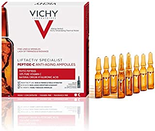 Vichy LiftActiv Peptide-C Ampoule Serum Anti Aging Concentrate, 10% Pure Vitamin C with Hyaluronic Acid and Peptides, Anti Wrinkle Skin Brightening Serum for Face