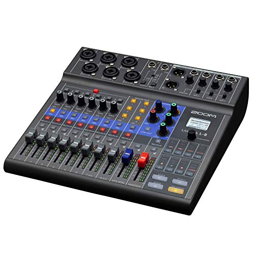 Zoom LiveTrak L-8 Podcast Recorder, Battery Powered, Digital Mixer and Recorder, Music Mixer, Phone Input, Sound Pads, 4 Headphone Outputs, 12-In/4-Out Audio Interface, Built In EQ and Effects