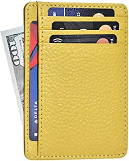 Clifton Heritage Leather Wallets for Women  RFID Blocking Ultra Slim Minimalist Front Pocket Wallet (Yellow Floater)