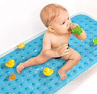 Sheepping Upgrade Baby Bath Mat Non Slip Extra Long Bathtub Mat for Kids 40 X 16 Inch - Eco Friendly Bath Tub Mat with 200 Big Suction Cups,Machine Washable Shower Mat,Blue