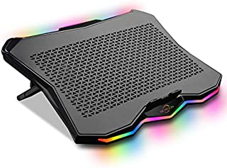 AICHESON Laptop Cooling Cooler Pad 15.6-17.3 Inch with Metal Panel, 1 Big Fan, Rainbow Lights, AA3