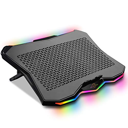 AICHESON Laptop Cooling Cooler Pad 15.6-17.3 Inch with Metal Panel, 1 Big Fan, Rainbow Lights, AA3