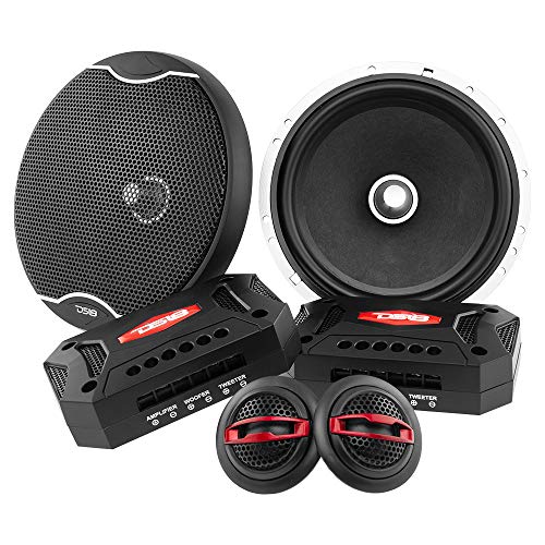 DS18 EXL-SQ6.5C 6.5 Inch 2-Way Packaged Component Car Audio Sound Quality Speaker System with 2 X 6.5-Inch MID Bass Woofers, 2 X Tetoron Dome Neo Tweeters, and 2 X Passive Crossovers