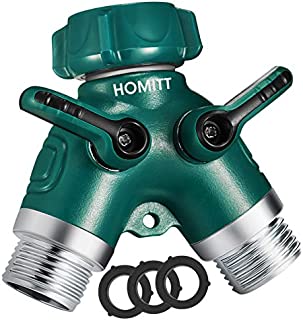 Homitt Hose Splitter, Garden Hose Splitter, Y Hose Connector, Heavy Duty Metal Body with Comfortable Rubberized Grip, Support 0.8Mpa Water Press, Easy to Open Valves Garden Hose Splitter for Easy Life