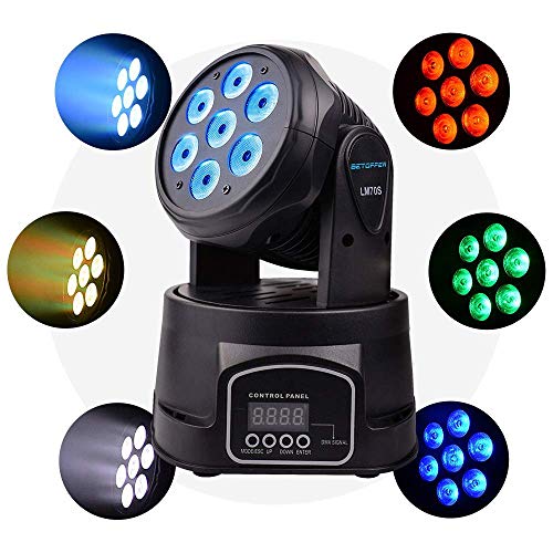 BETOPPER Moving Head Light, 7x8W RGBW DJ lights LED Lights Sound Active Stage Lights Wash Lights DMX 512 Strobe Lighting for Parties, Live, DJ show, Club Bar, Disco, Wedding, Bands