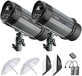 Neewer 500W Studio Strobe Flash Photography Lighting Kit:(2) 250W Monolight,(2) Softbox,(1) RT-16 Wireless Trigger,(2) 33 inches Translucent Umbrella for Video Portrait Location Shooting(N-250W)