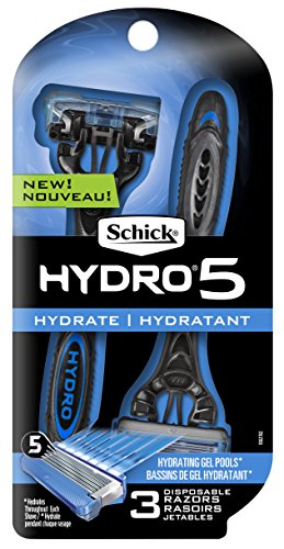 Schick Hydro 5 Disposable Razor for Men with Hydrating Gel Reservoir, 3 Count (Pack of 1)