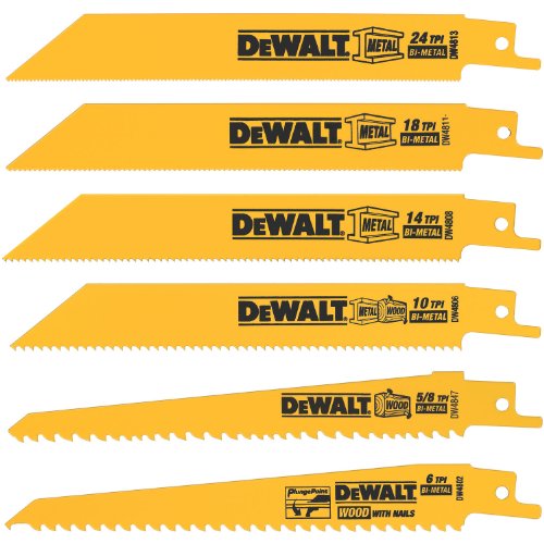 DEWALT Reciprocating Saw Blades, Metal/Wood Cutting Set, 6-Piece (DW4856)