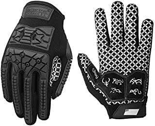 Seibertron Lineman 2.0 Padded Palm Football Receiver Gloves, Flexible TPR Impact Protection Back of Hand Glove Adult Sizes Black XL