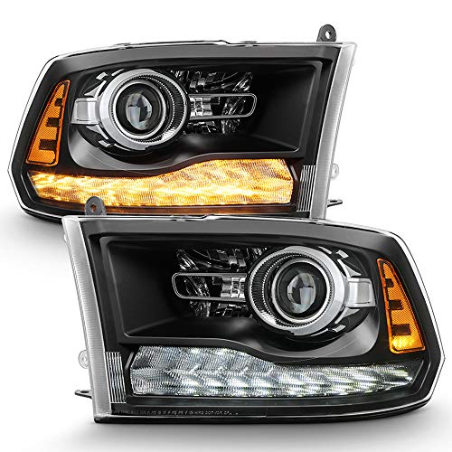 ACANII - For 2009-2018 Dodge Ram 1500 10-18 2500 3500 Upgrade Black Housing LED Turn DRL Projector Headlights Headlamps