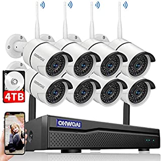 2021 New Security Camera System Wireless, 4TB Hard Drive Pre-Install 8 Channel 1080P NVR, 8PCS 1080P 2.0MP CCTV WI-FI IP Cameras for Homes,OHWOAI HD Surveillance Video Security System.