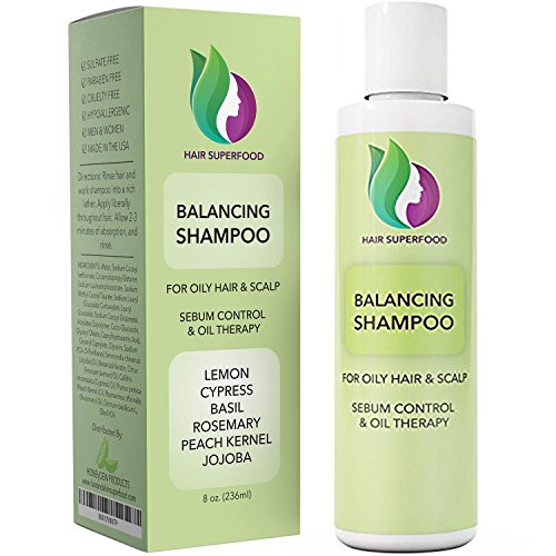 Vitamin Shampoo For Oily Hair & Scalp  Itchy Scalp & Greasy Hair Treatment For Oily & Thinning Hair  Volumizing Shampoo For Women + Men - Purifying Shampoo Sulfate Free with Lemon + Jojoba Oil