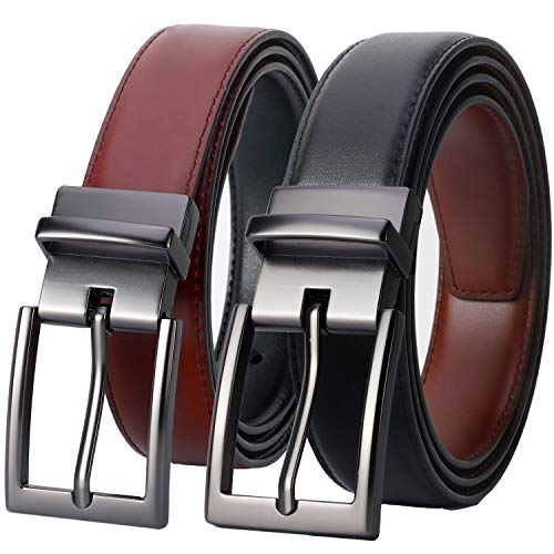 Lavemi Mens Belt Reversible 100% Italian Cow Leather Dress Casual Belts for men,One Reverse for 2 Colors,Trim to Fit(21863-4 110)