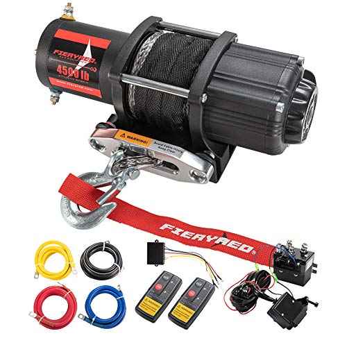 FIERYRED 12V 4500LBS Electric Synthetic Rope ATV Winch Kits