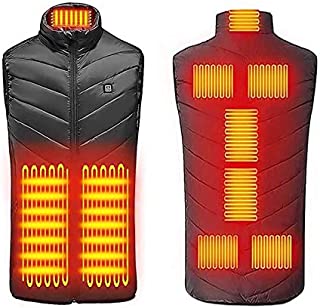 USB Electric Heated Skiing Vest for Men and Women, Built-in 9 Heating Pads for Outdoor Motorcycle Riding Golf Hunting Fishing (Black, 4XL)