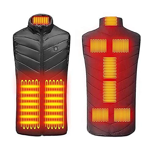 USB Electric Heated Skiing Vest for Men and Women, Built-in 9 Heating Pads for Outdoor Motorcycle Riding Golf Hunting Fishing (Black, 4XL)