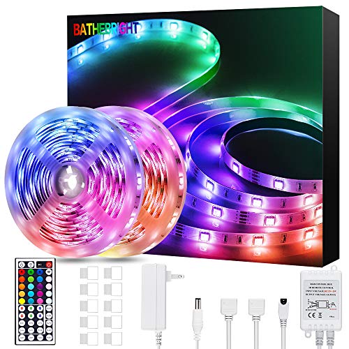 Bathebright 32.8ft Led Strip Lights, RGB Color Changing 300 LEDs Light Strips Kit with 44 Keys Ir Remote for Bedroom, Room, Kitchen