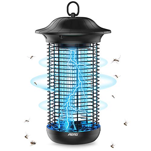 Aerb Bug Zapper, 4000V Powerful Mosquito Zappers with Metal Housing, Outdoor Rainproof Insect Killer, Mosquito lamp, Light-Emitting Flying Insect Trap for Indoor Outdoor (MO-003 Black)