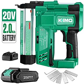 KIMO 20V 18 Gauge Cordless Brad Nailer/Stapler Kit, 2 in 1 Cordless Nail/Staple Gun w/Lithium-Ion Battery&Fast Charger, 18GA Nails/Staples, Single or Contact Firing for Home Improvement, Woodworking