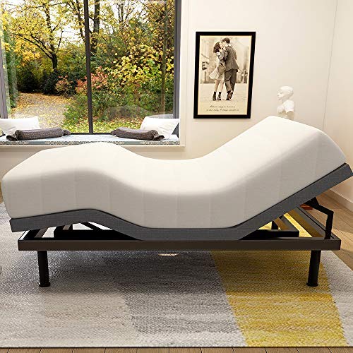 Adjustable Bed Base Frame Smart Electric Beds Foundation (Full, Gray)