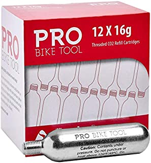 16g Threaded CO2 Cartridges - for All CO2 Bike Tire Inflators with Threaded Connection - Quick Air Refill for Bicycle Tires - Cartridge for CO2 Pump - Road or MTB Bikes