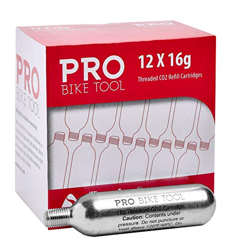 16g Threaded CO2 Cartridges - for All CO2 Bike Tire Inflators with Threaded Connection - Quick Air Refill for Bicycle Tires - Cartridge for CO2 Pump - Road or MTB Bikes